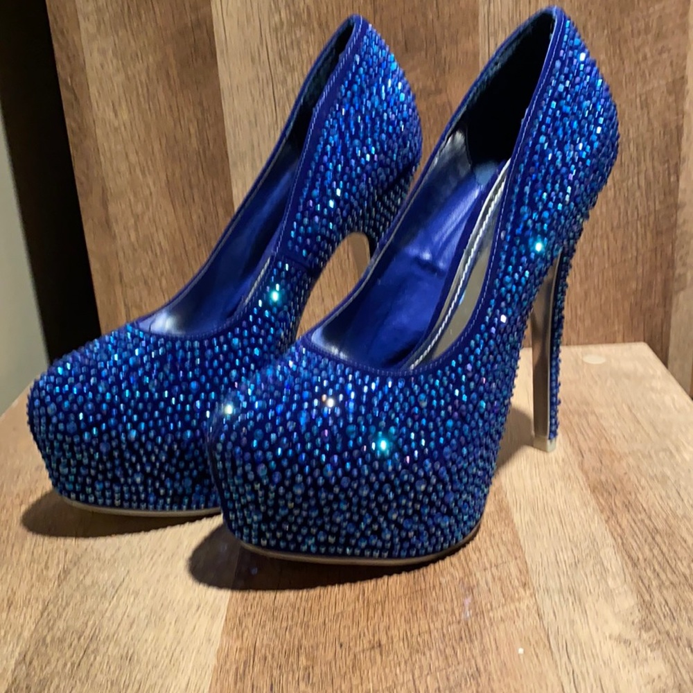 Royal Blue heels with Rhinestones